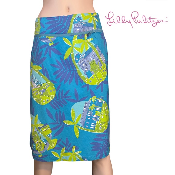 Lilly Pulitzer Skirt Negresco Lagoon Serenading Frog Print A Line White Label - Picture 1 of 14